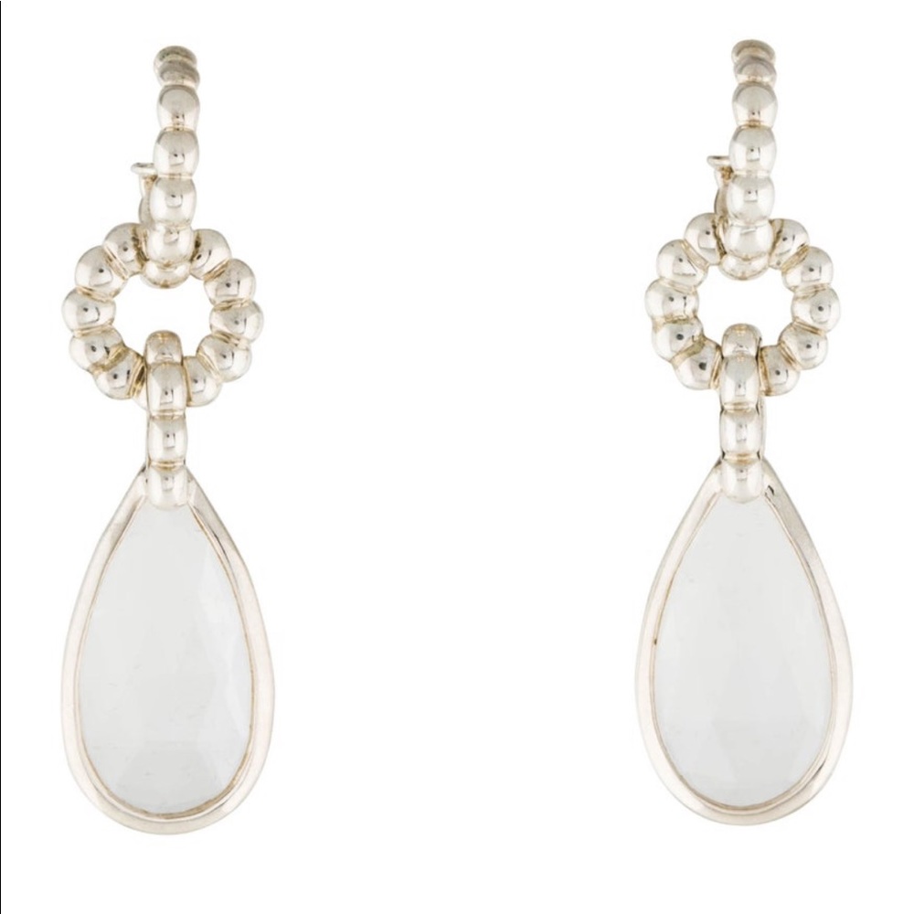John Hardy Milky Quartz Batu Badge Earrings
